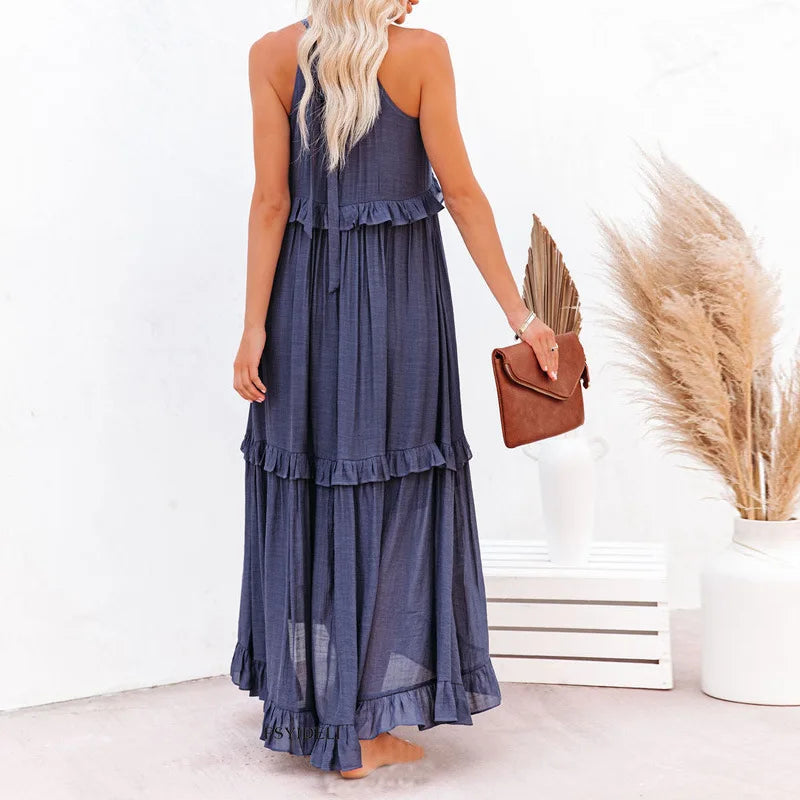 Meara Halter Ruffle Dress